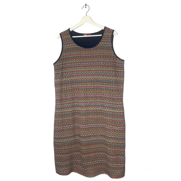 Un Deux Trois Crochet Knit Shift Dress Size XL Artsy Colourful - Picture 1 of 7